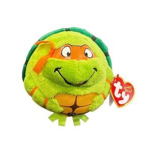 TY TMNT Beanie Baby Ballz MICHELANGELO Plush Stuffed Animal 5"